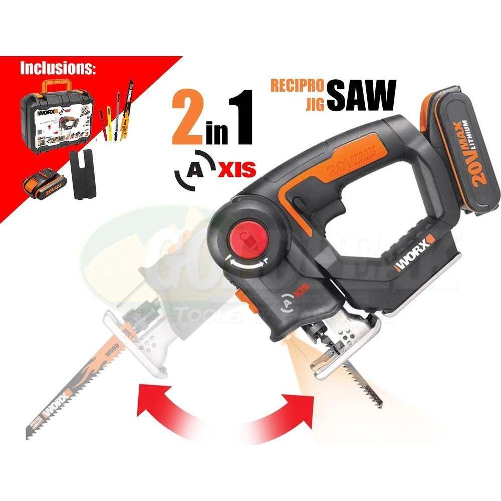 Worx WX550 20V (2in1 Saw) Cordless Reciprocating Saw / Jigsaw - Goldpeak Tools PH Worx Worx WX550 20V (2in1 Saw) Cordless Reciprocating Saw / Jigsaw - Goldpeak Tools PH Worx